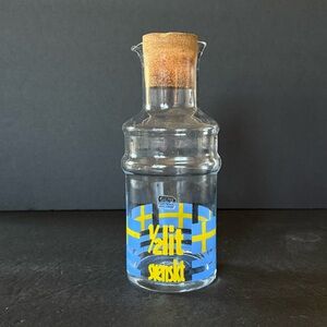 Vintage Sea Glassbruk Carafe & Cork Swedish Flag Scandinavian Midsummer Festival
